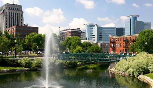 image of fountain in Kalamazoo, Michigan